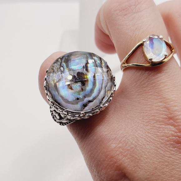 Silver Abalone Shell Ring - Picture 8 of 11